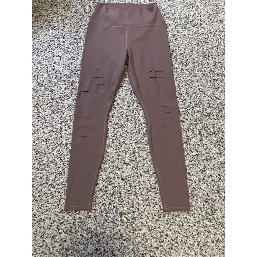 Alo Yoga Ripped Warrior Leggings, Dusty Pink High Waist Laser-Cut Fit New Sz L